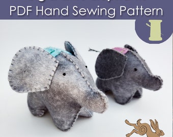 Elephant Doll Sewing Pattern, Elephant Doll Pattern, PDF sewing pattern for girls, Sewing gift idea, felt pattern pdf, patterns for kids toy