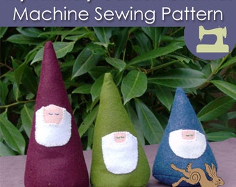 PDF SEWING PATTERN - Friendly Garden Gnomes - waldorf woodland forest stuffed plushie wool felt embroidery dwarf santa dwarves pincushion