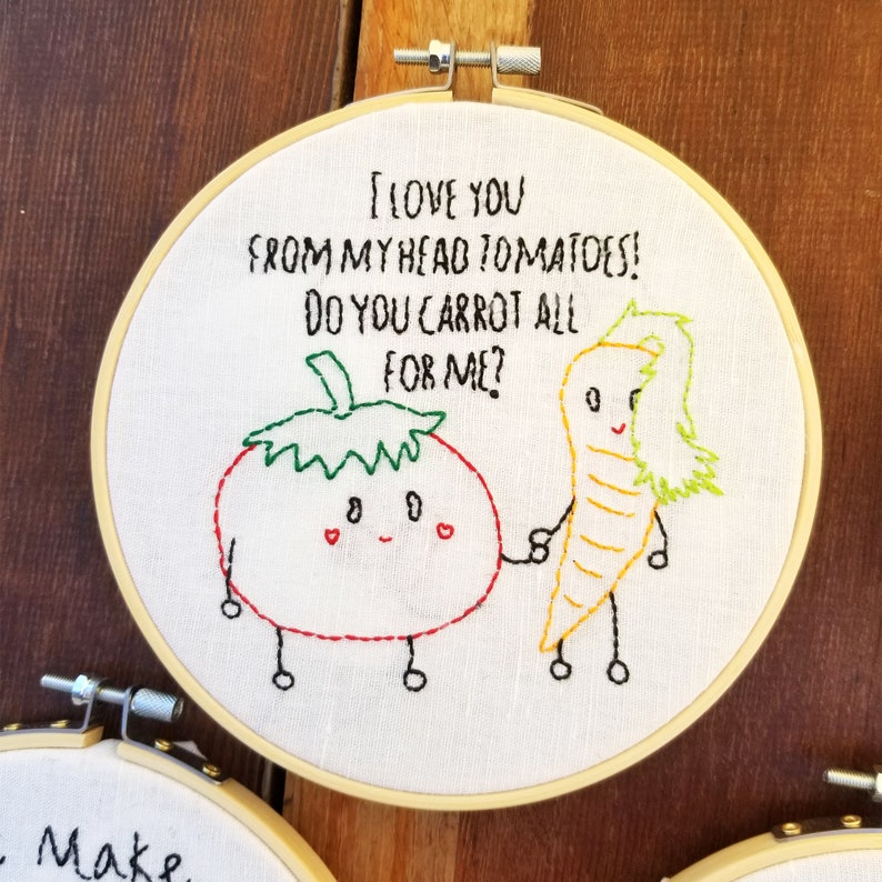 Vegetable Embroidery Design Vegetable Puns Embroidery Pun Etsy