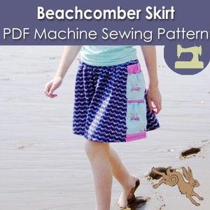 Skirt with pockets sewing pattern, Skirt with pockets knee length, Girls skirt sewing pattern, Sewing gifts for girls, sewing pattern girl,
