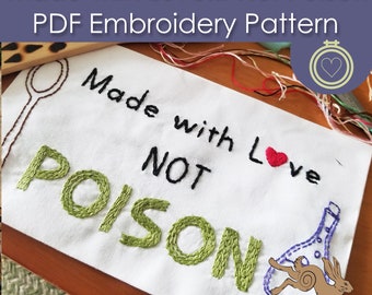 Snarky Embroidery Pattern PDF, kitchen embroidery patterns, apron embroidery design, Witchy Embroidery Pattern, Funny embroidery pattern PDF