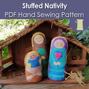 Nativity sewing pattern, Wool felt nativity pattern, Felt nativity ornament pattern, PDF embroidery pattern Christmas, Felt pattern pdf