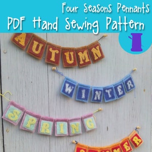 Bunting pattern, Felt garland pattern, Needle felting pattern pdf, Felt pattern pdf, Pdf felt patterns, Hand sewing patterns, sewing gift