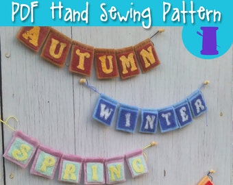 Bunting patroon, vilten slingerpatroon, naaldviltpatroon pdf, viltpatroon pdf, pdf viltpatronen, handnaaipatronen, naaicadeau