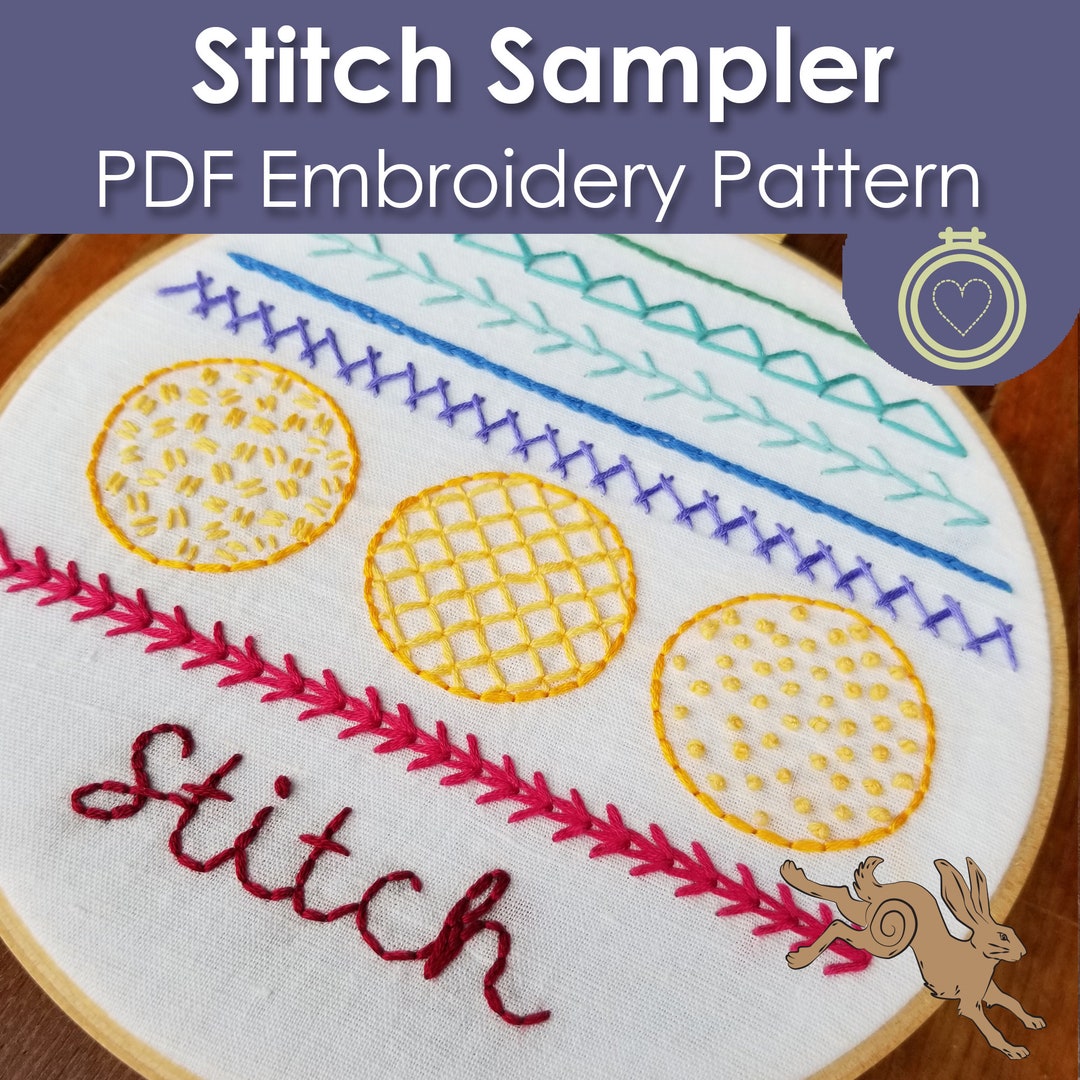 Embroidery Sampler PDF, Embroidery Sampler for Beginners, Needlepoint