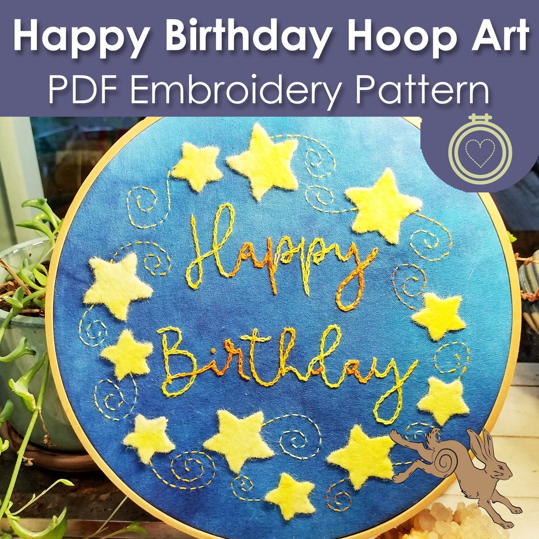 Happy Birthday Embroidery Design, Birthday Embroidery, Birthday