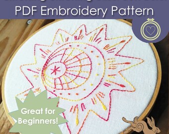 sun embroidery design, sun embroidery, sun pdf pattern, sun needlepoint, sun embroidery download, starburst embroidery, starburst PDF design