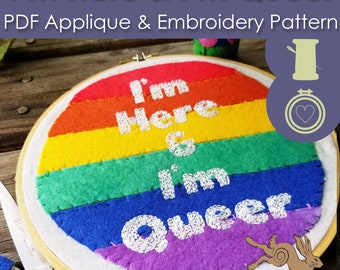 queer embroidery, queer embroidery pattern, queer decor, queer design, queer art, queer artwork, queer patch queer applique, queer hoop art