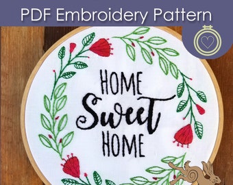 Home sweet embroidery design, Home sweet home embroidery pattern, Hand embroidery patterns pdf, Hand embroidery designs, Hand embroidery pdf