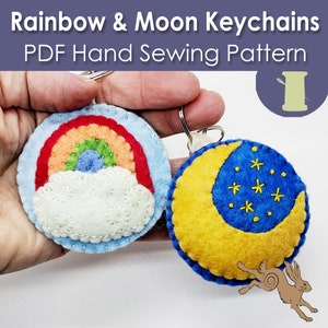 Moon and Star Keychain, Hand Sewing Patterns, felt keychain pattern, Sewing gift ideas, Keychain gift for mom, Keychain gift for him, best image 7