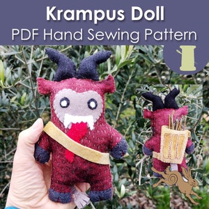 Krampus Sewing Pattern, Sewing Pattern for Christmas, Krampus doll cute, Krampus plush ornament, Felt Krampus ornament, Sewing gift for kids