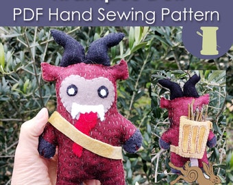 Krampus Sewing Pattern, Sewing Pattern for Christmas, Krampus doll cute, Krampus plush ornament, Felt Krampus ornament, Sewing gift for kids