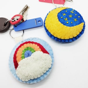 Moon and Star Keychain, Hand Sewing Patterns, felt keychain pattern, Sewing gift ideas, Keychain gift for mom, Keychain gift for him, best image 5