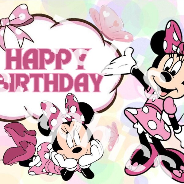 Minnie Mouse Birthday Banner or cake graphic to print on a sugar sheet