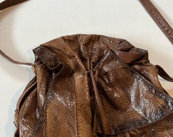 Vintage Collectors Clemente Snakeskin Ladies Brown  Crossbody Bag Purse Travel