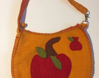 Handmade felt apple purse bag