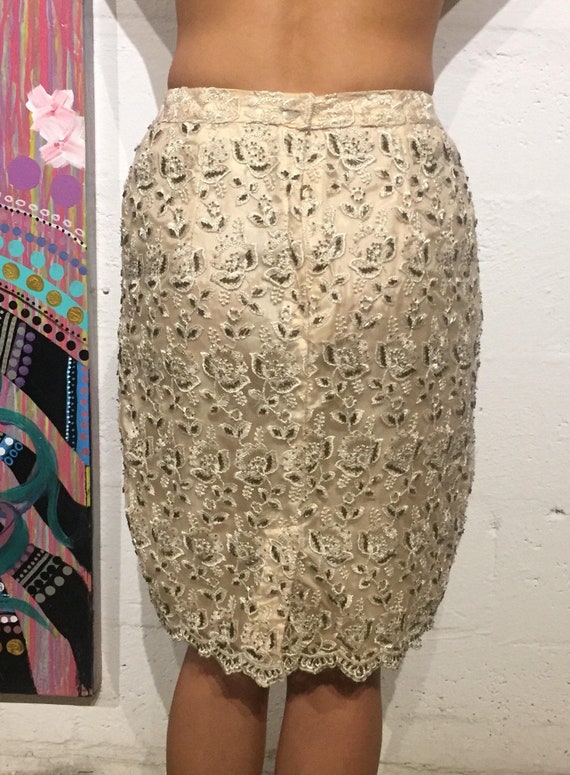 Cache vintage skirt beaded  beige size s small