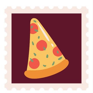 Póster de rebanada de pizza – Diseño ilustrativo con marco | A5, A4 | Arte de pared/decoración del hogar/papel/decoración de la habitación/pósteres/sala de estar