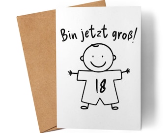 I'M GROWN UP NOW! Card, Greeting Card, Gift, Birthday, 18 Years Old, Legal Age, Teenager, Adult, Gift Idea