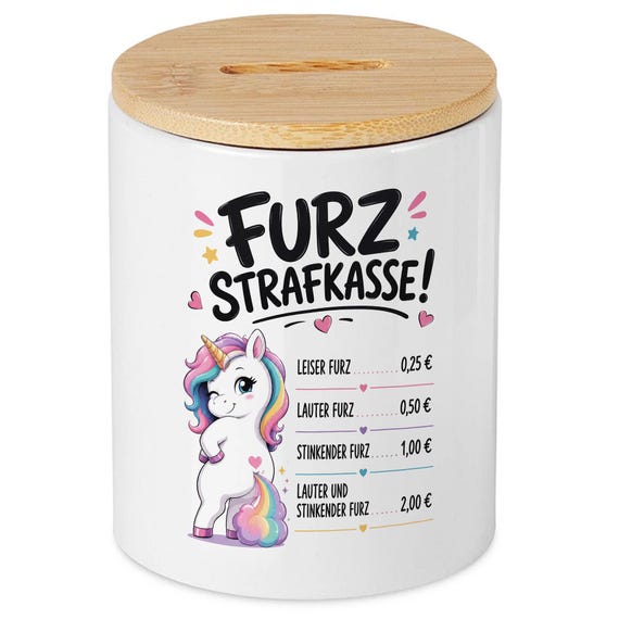 Lustige Furz Strafkasse Spardose Einhorn Sparschwein für Männer Frauen Kinder als witziges Geldgeschenk, Wunscherfüller Geburtstag