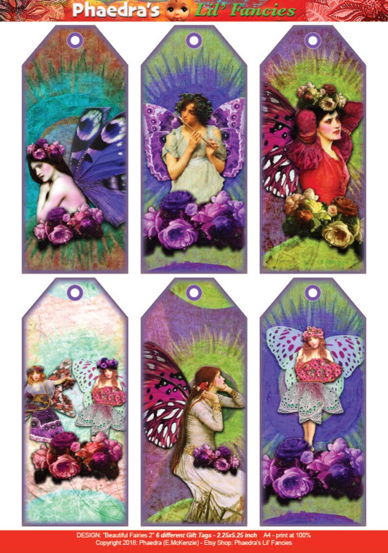 Classical Fairies Six Printable Gift Tags for Journalling or - Etsy
