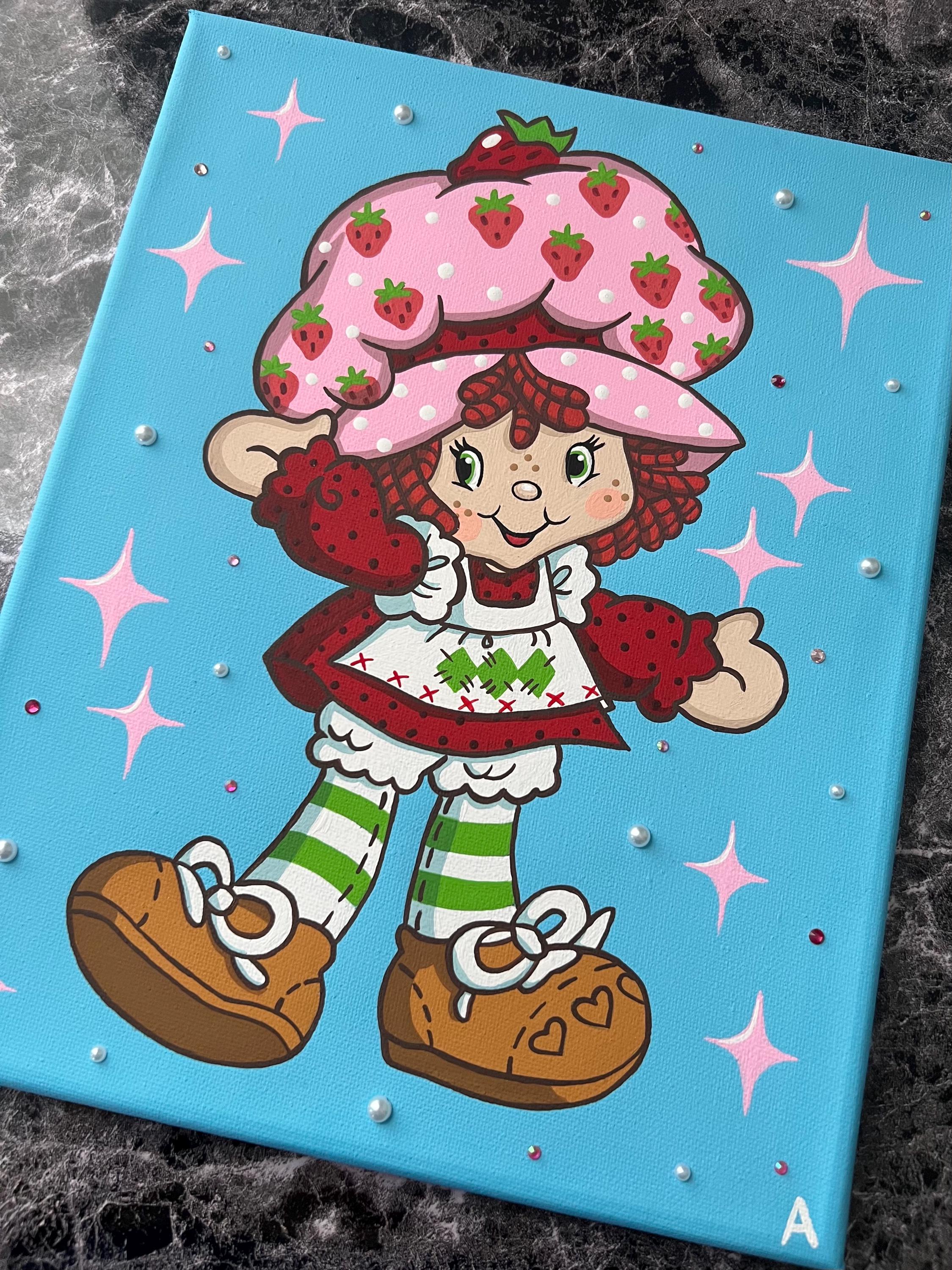 Strawberry Shortcake 1980 Cartoon Acrylic Painting On 10x12 Canvas Etsy
