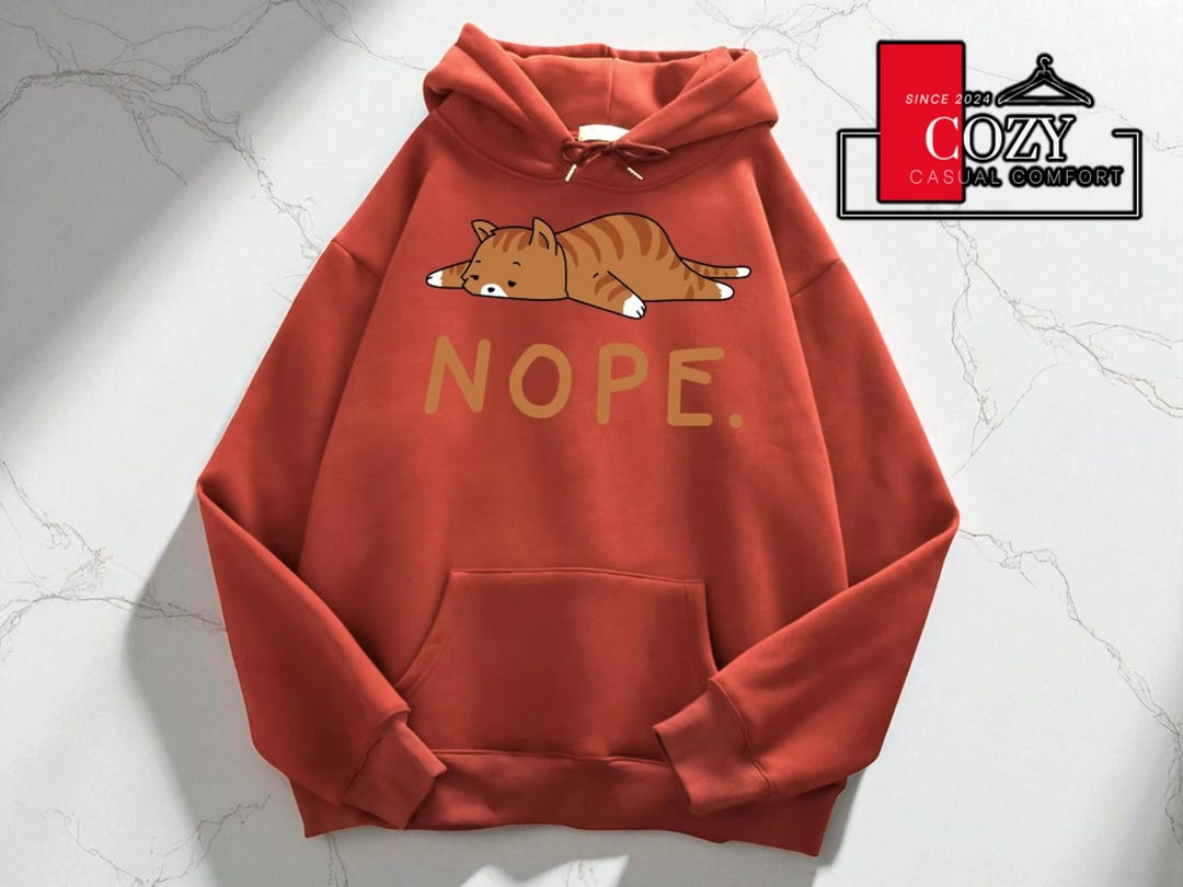 Lazy Cat Graphic Hoodie | Cute Animal Print Sweatshirt | Relaxed Fit ...