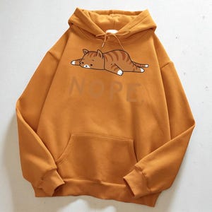 Lazy Cat Graphic Hoodie | Cute Animal Print Sweatshirt | Relaxed Fit ...