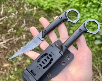 Karambit estilo pala cuchillo anillo cuchillo garra kydex caja acero 440C