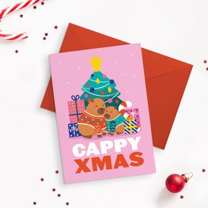 Cappy Xmas / Biglietto di auguri / Biglietto divertente / Arte di Capybara / Biglietto di Capybara / Arte di Cappy / Biglietto festivo / Puntastic