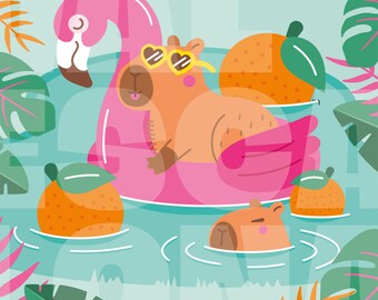 Don't Worry, Be Cappy [DIGITAL] | Wall Print | Funny Decor | Capybara Art | Capybara Poster | Cappy Art