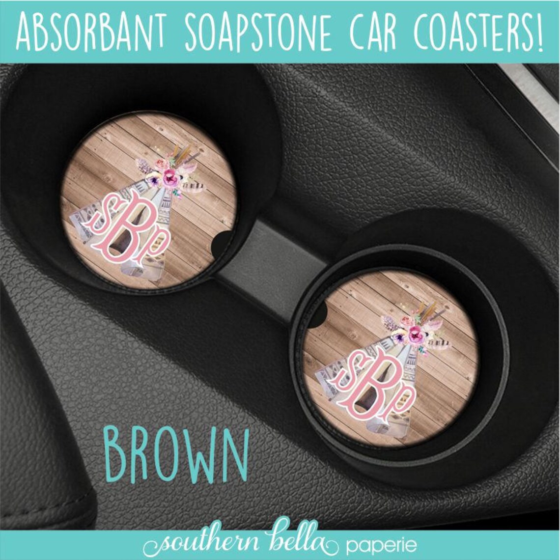 Car Coasters Cute Car Accessories gift for her Monogrammed