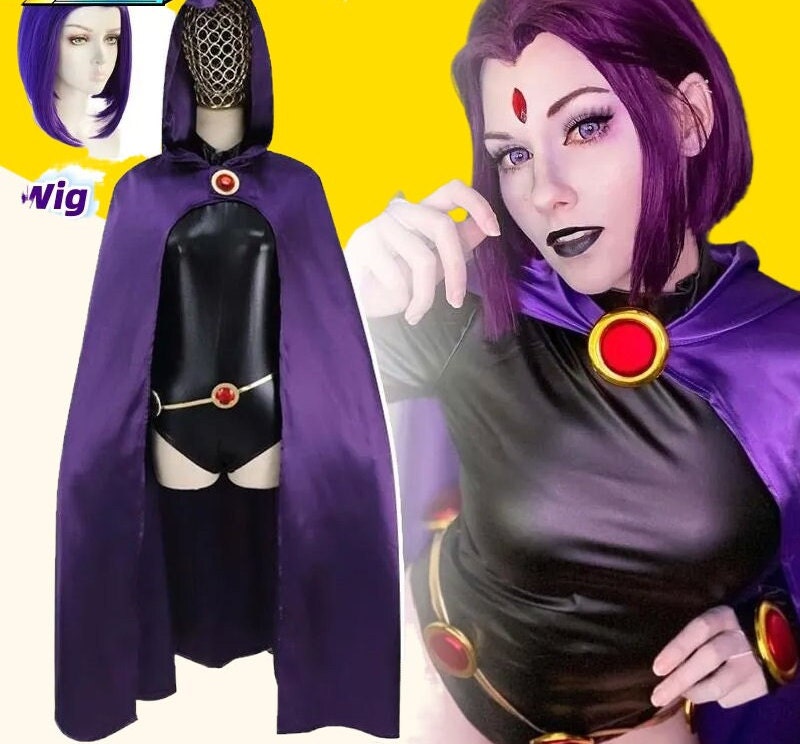 Teen Titans Raven Cosplay Traje De Super-herói Manto Zentai