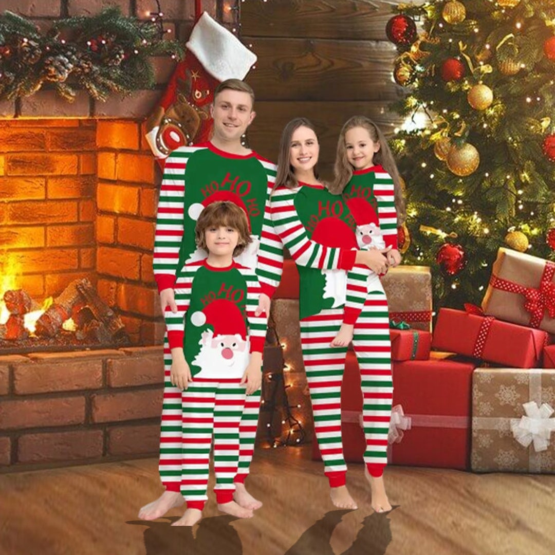 Family Christmas Pajamas Sets Santa Claus Striped Xmas - Etsy