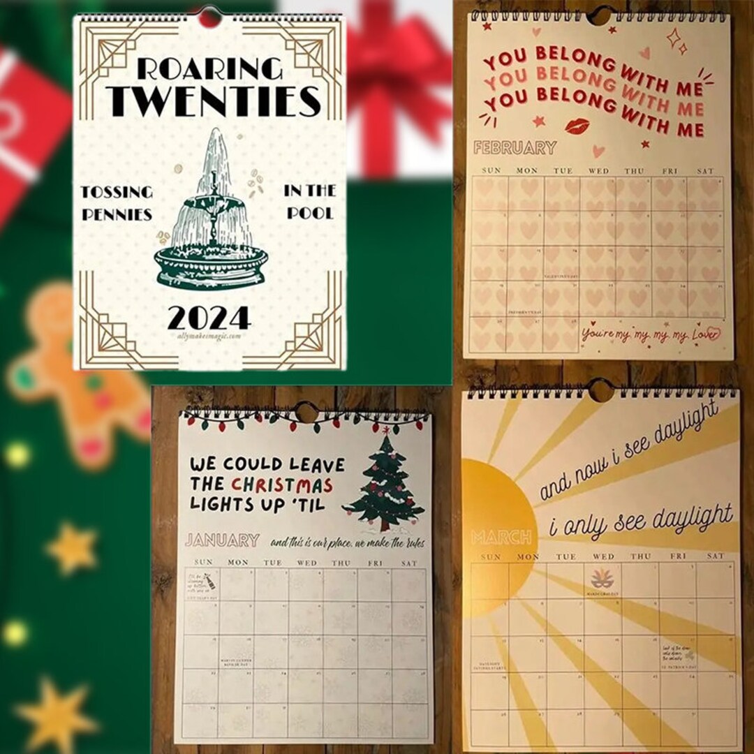 Taylor Lyrics Calendar, 2024 Roaring Twenties Calendar, 12 Monthly