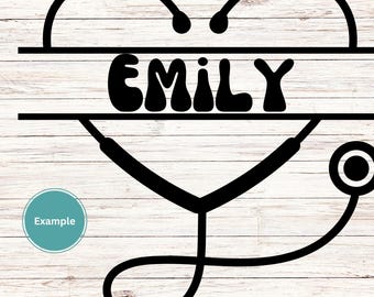 Personalisiertes RN Herz Stethoskop SVG PNG, Krankenschwester Geschenk (Digitaler Download)
