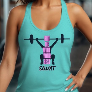 Exercise Tank Top Squat Womens Tank Fitness Gear Workout Apparel HIIT Gym Top Exercise Shirt Gift for Athlete Present for Fitness Instructor