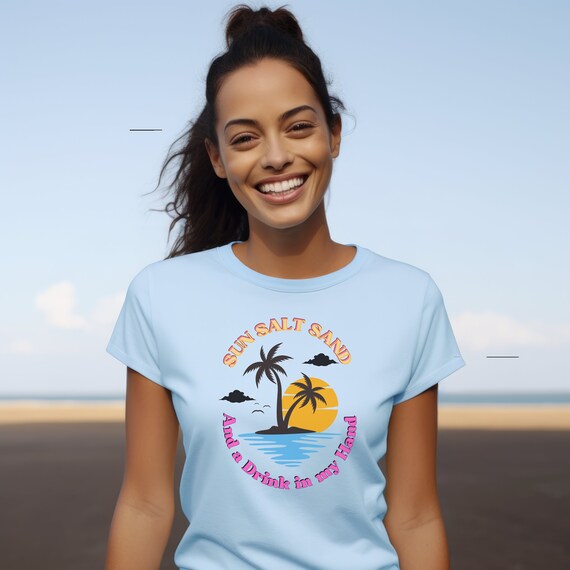 Women's Sun Salt Sand Beach Tank Top – Coconut Tree Graphic, Sleeveless Summer Tee For Vacation - View #7