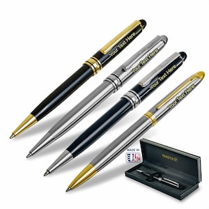 Personalized Pen, Elegant Engraved Pen. Luxury Customized Ballpoint Pen Refill Included. Stainless Steel Pens for Men and Women (Ballpoint)