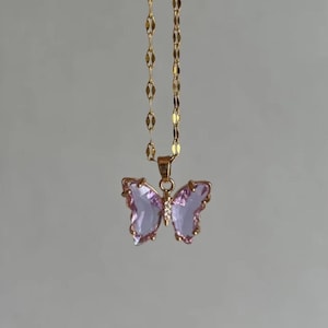 Handmade Purple Resin Butterfly Necklace, Butterfly Lover, Handmade Jewelry, Elegant Necklace, Vintage Necklace, Gift for her, birthday gift