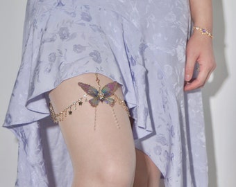 Fairy Purple Butterfly Leg Chain, Creative Elastic Leg Chain, Handmade Leg Chain, Wedding Jewelry, Music Festival Jewelry