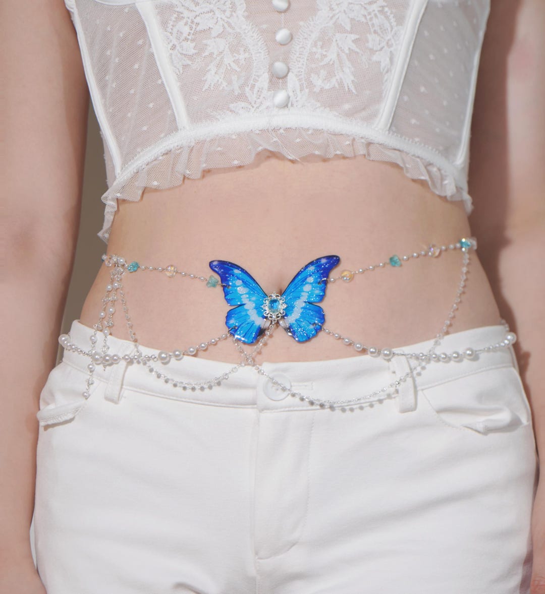 Goddess of Light Butterfly Belly Chain, Creative Elastic Belly