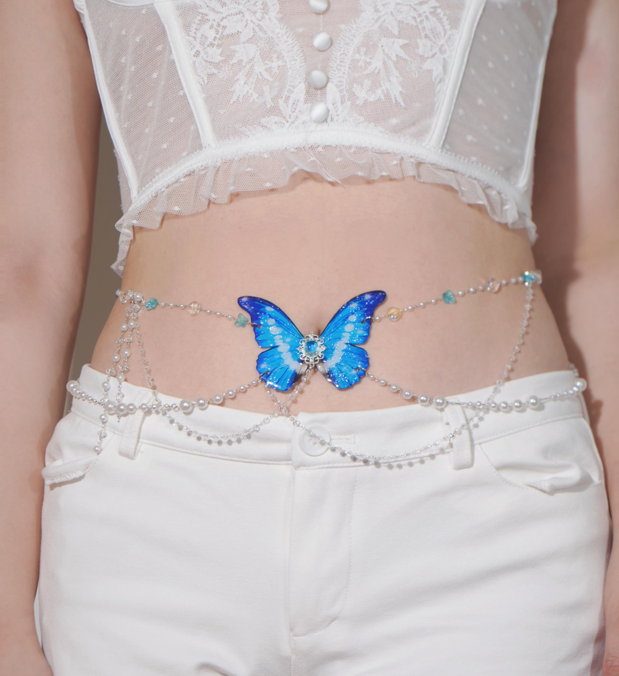 Vintage butterfly chain belt bellydance Vintage 1960s Butterfly Chain Belt or Necklace - Raleigh Vintage main image 3