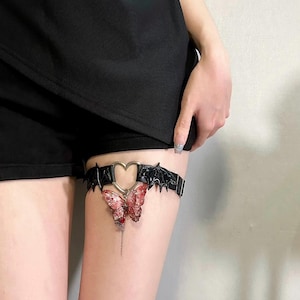 Butterfly Leg Garter Belt, Dark Style, Color Changeable(leave a Note When  Purchasing), Gift for Her, Wedding Gift
