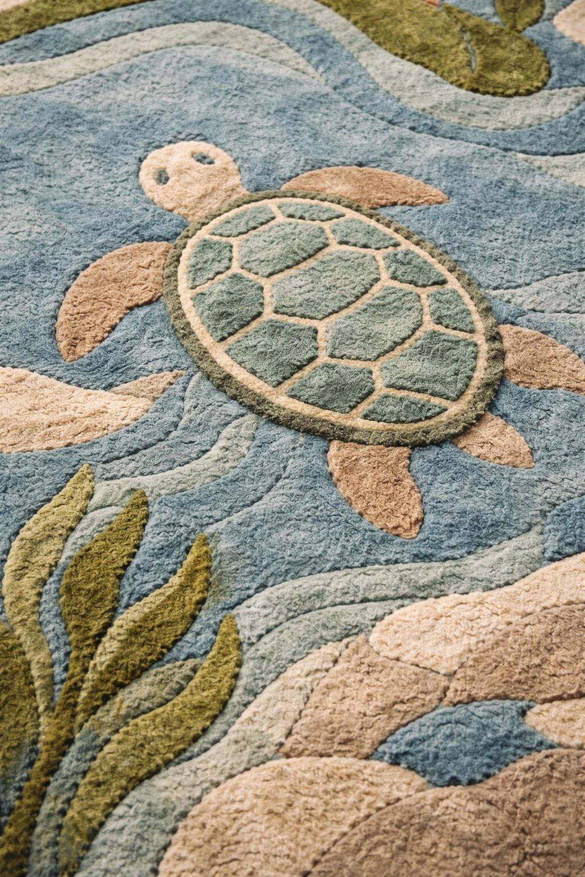 Fairpoint Sea Rug Coastal Sea Turtle Rug, Ocean Themed Area Rug, Beach House Decor, Kids ...