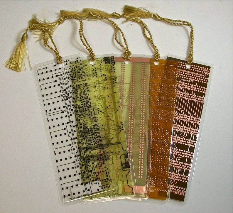 Recycled Vintage Circuit Board Geek Bookmarks SALE is for a Pkg of TWO BOOKMARKS image 1