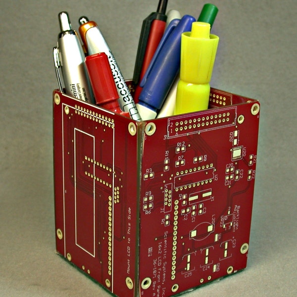 Recyced RED Circuit Board PENCIL BOX Office Geekery pb6