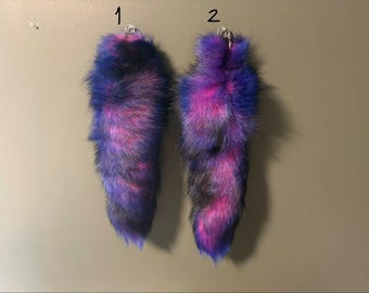 Portachiavi a forma di coda di volpe - tassidermia (code di volpe tinte effetto galassia)