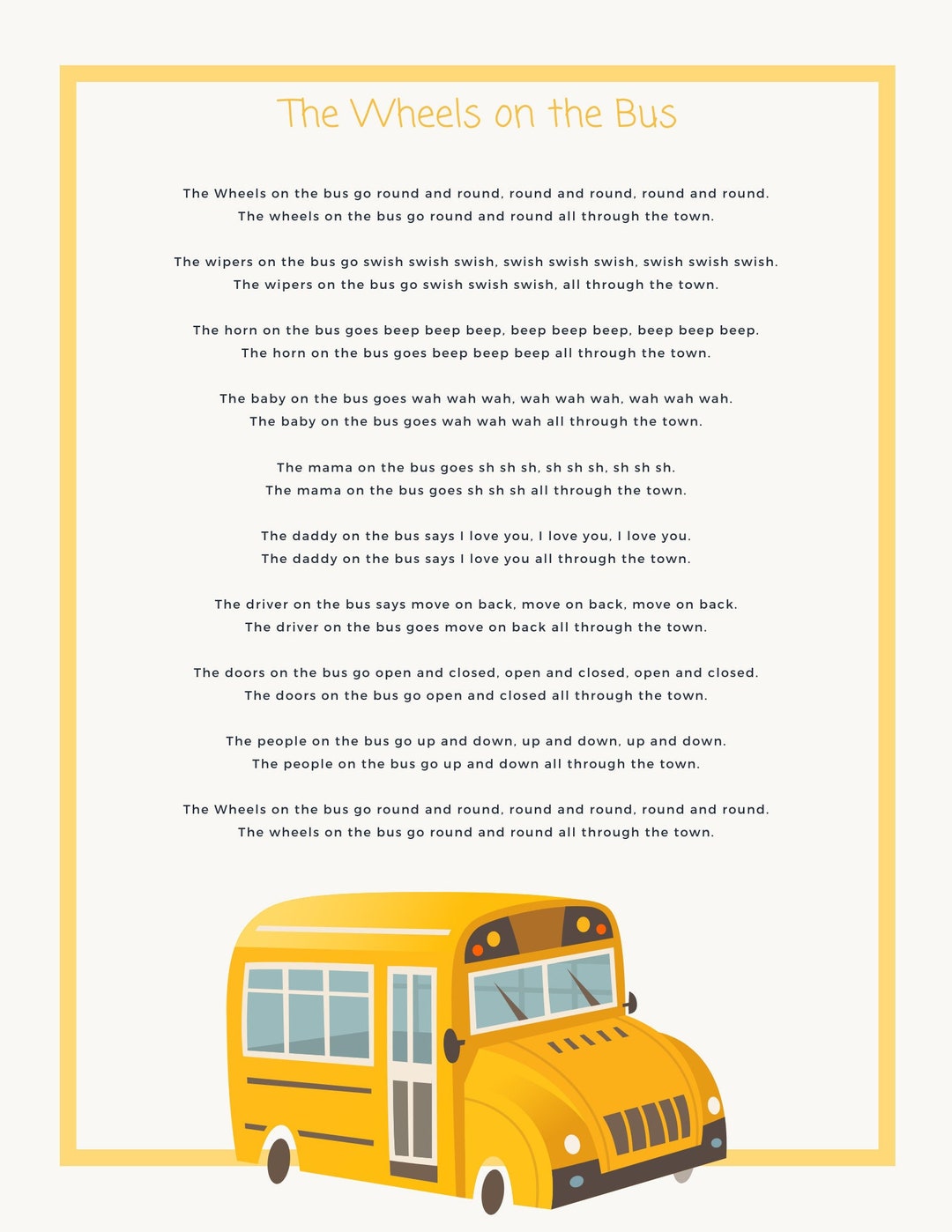 The Wheels on the Bus Toddler/preschool/homeschool Prints Etsy The Wheels on the Bus Toddler/preschool/homeschool Prints Etsy