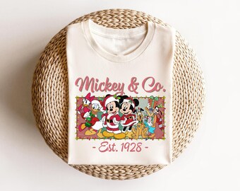 Mickey and Co Shirt, Disneyland Xmas Tee, Disney Santa Mickey And Friends Group Christmas Sweatshirts, Disney Chirstmas Party Shirt